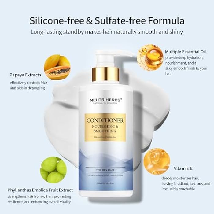 Neutriherbs Hair Conditioner for Dry, Frizzy Hair,Smoothing and Nourishing Hair Conditioner with Argon Oil,Sweet Almond Oil,Avocado Oil - 16.9 Fl Oz - Image 3