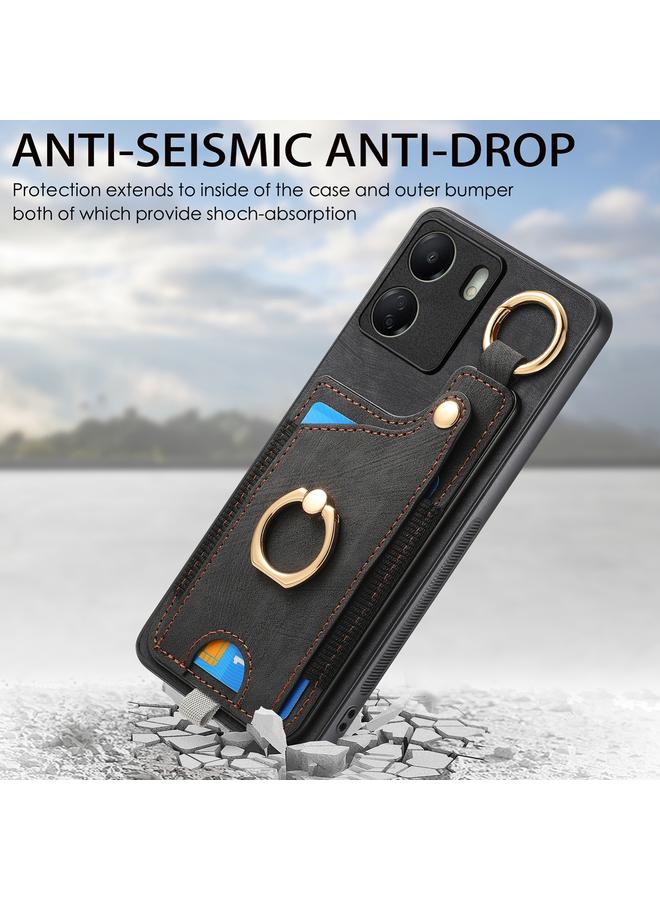 S-TOP Case For Redmi 9C Retro Skin-feel Ring Card Bag Phone Case with Hang Loop - Image 4
