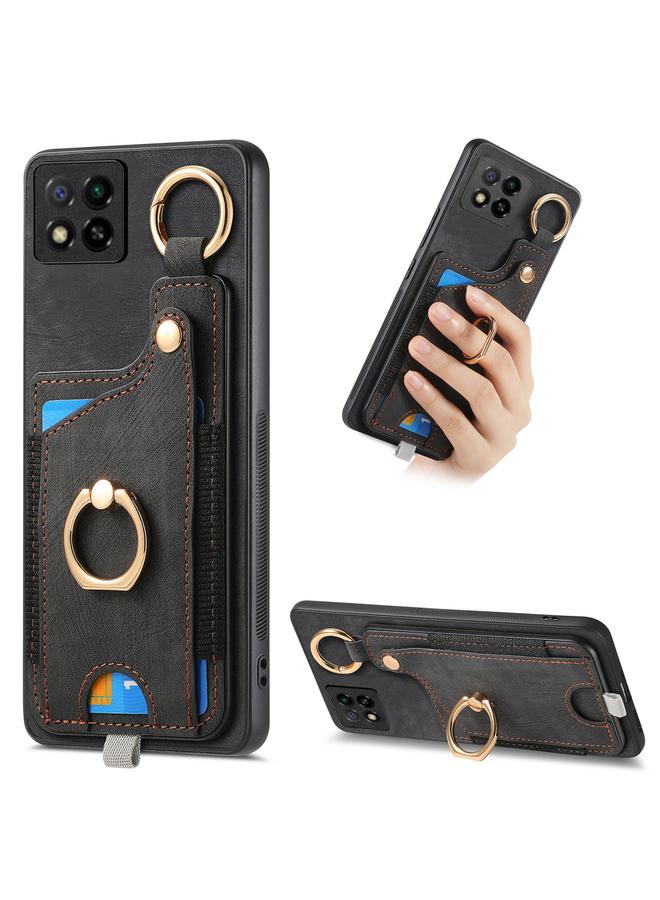 S-TOP Case For Redmi 9C Retro Skin-feel Ring Card Bag Phone Case with Hang Loop - Image 1