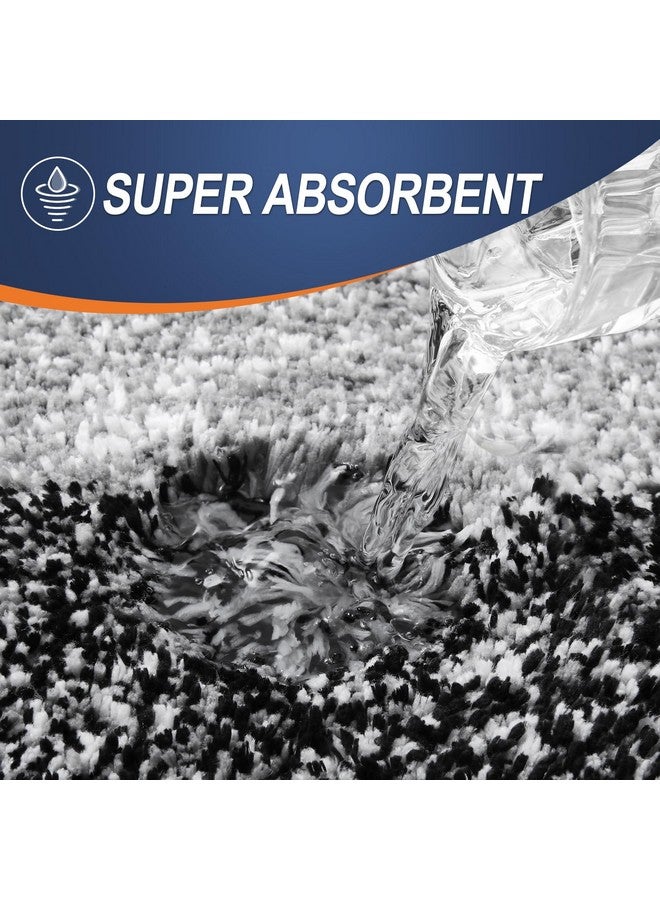 OLANLY مجموعة سجادات الحمام OLANLY 3 قطع، سجادات استحمام ميكروفايبر ناعمة ماصة وسجادة مرحاض على شكل حرف U، مجموعة سجادات استحمام فخمة زغبية للحمام (30"x20" + 24"x16" + 24"x20"، أسود) - Image 4