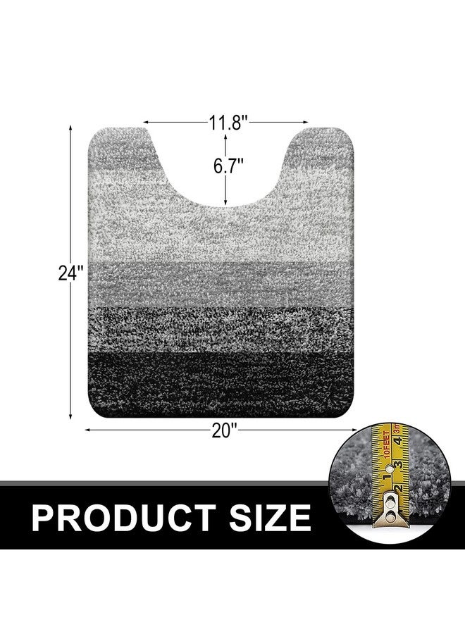 OLANLY مجموعة سجادات الحمام OLANLY 3 قطع، سجادات استحمام ميكروفايبر ناعمة ماصة وسجادة مرحاض على شكل حرف U، مجموعة سجادات استحمام فخمة زغبية للحمام (30"x20" + 24"x16" + 24"x20"، أسود) - Image 1