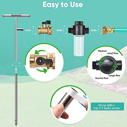 enomol Stainless Steel Deep Root Tree Watering Tool,Root Feeder with Fertilizer Bottle Watering Wand Irrigation System Watering Stake,for Trees Bushes Shrubs Fruit Trees with Brass Valve T-Handle - Image 4