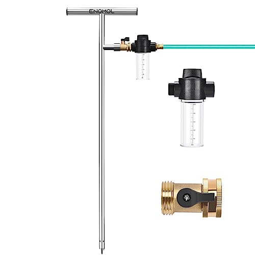 enomol Stainless Steel Deep Root Tree Watering Tool,Root Feeder with Fertilizer Bottle Watering Wand Irrigation System Watering Stake,for Trees Bushes Shrubs Fruit Trees with Brass Valve T-Handle - Image 1