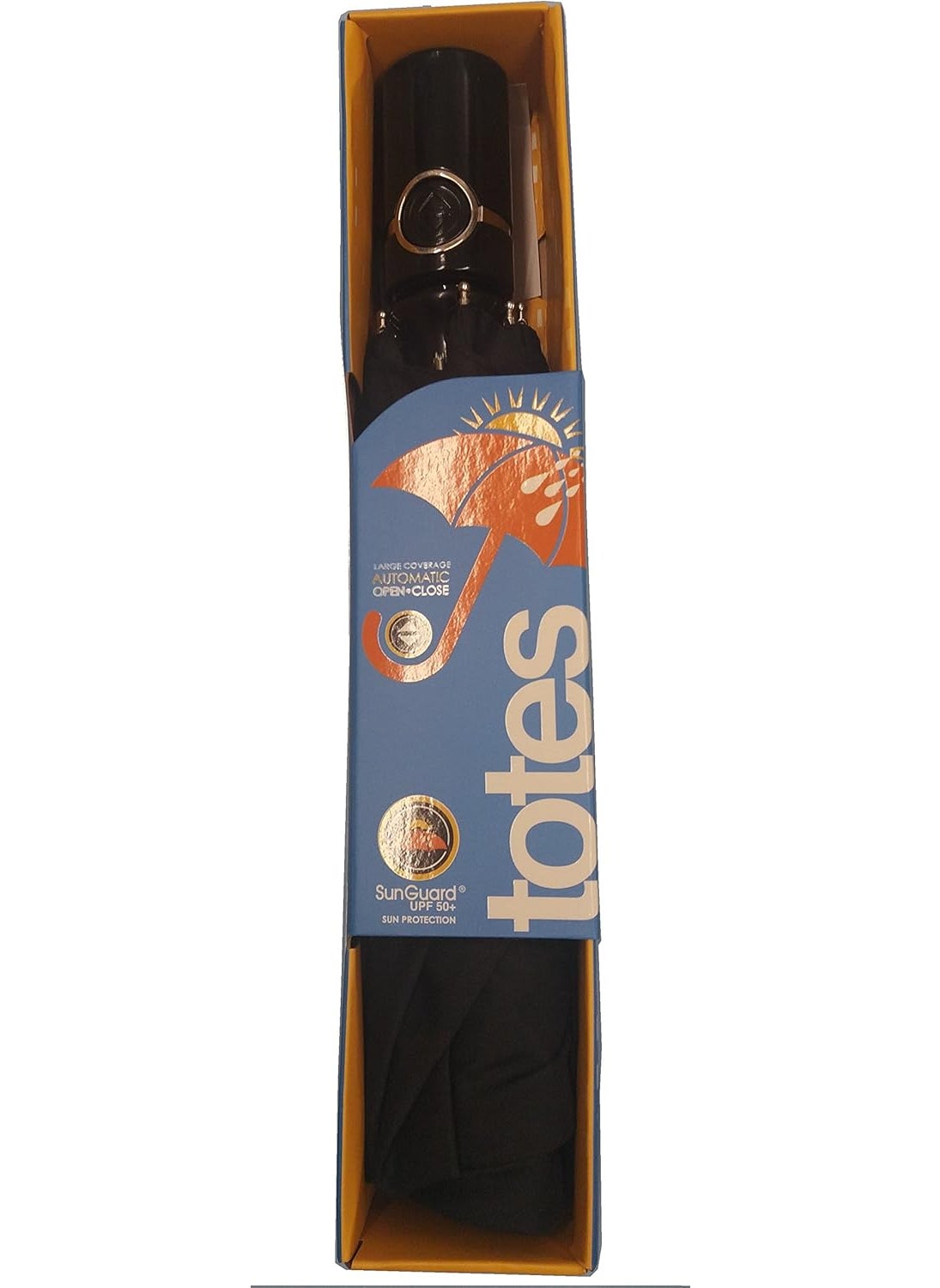 Totes Auto Open  Auto Close Umbrella SunGuard UPF 50 Large Coverage 43 arc Black
