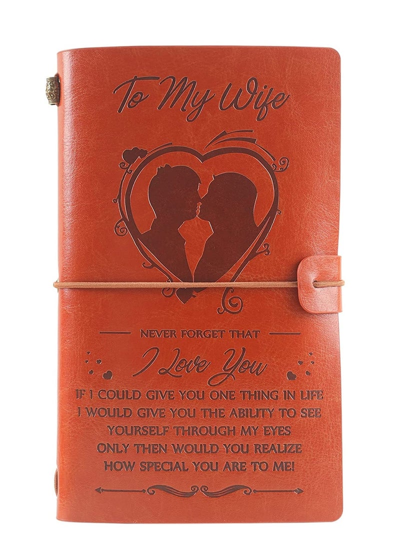 Excefore To My Wife Leather Journal from Husband, Refillable Notebooks, Travel Diary Anniversary Wedding Birthday Gift for Husband  - Image 1
