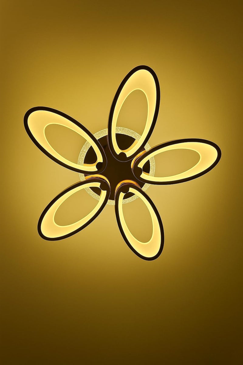 blissbells Modern LED Ceiling Light with 5 Ring Rose Gold Flower Design | Warm White Decorative Ceiling Lamp for Living Room, Bedroom, Hall & Dining Area | Energy-Efficient Contemporary Home Lighting - Image 4