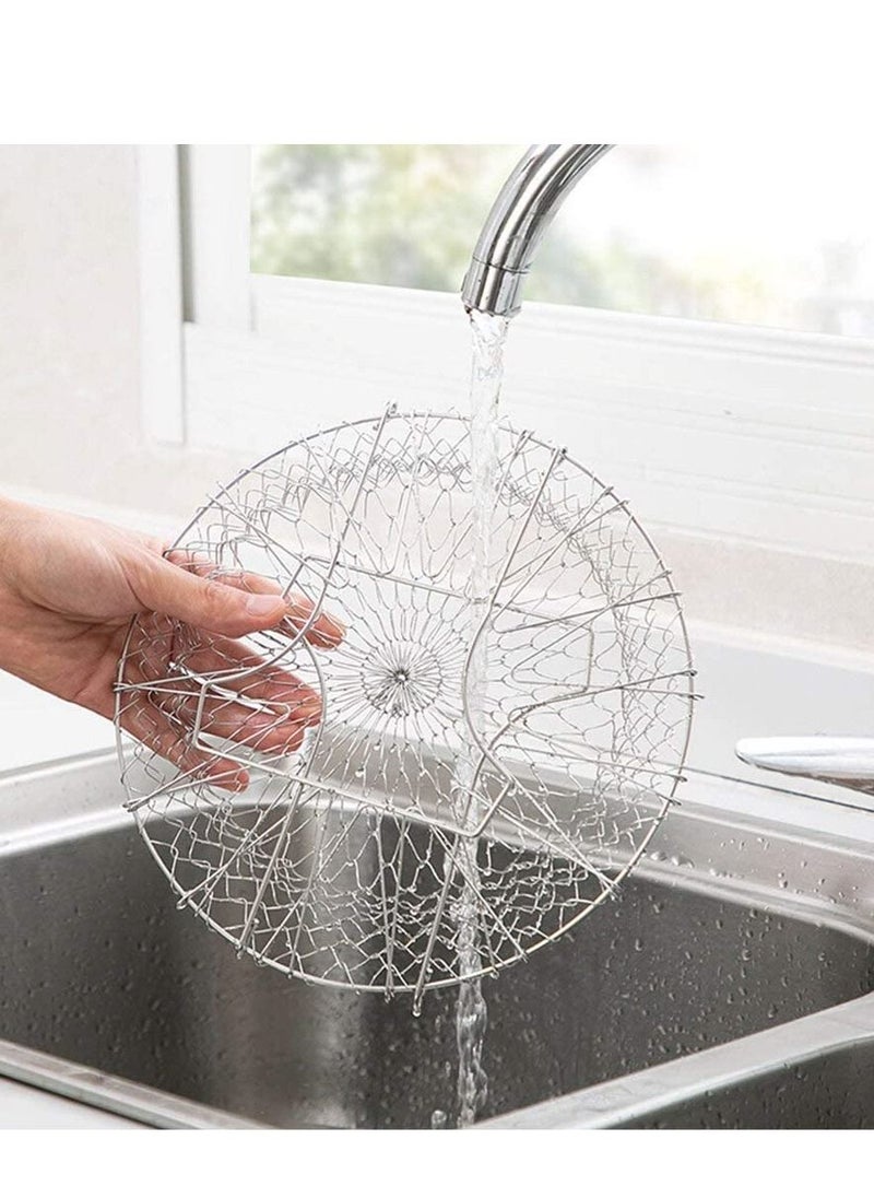 Y&D 304 Stainless Steel Foldable Steam Rinse Strain Fry Basket Strainer Net Kitchen Cooking Tool for Fried Food or Fruits French Fries Potato Fryer  - Image 5