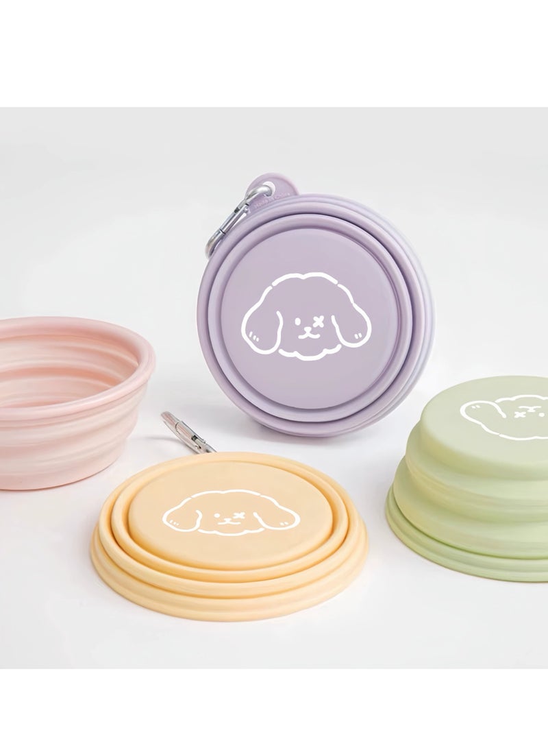 وعاء قابل للطي للحيوانات الأليفة مع أغطية، وعاء ماء محمول قابل للطي للقطط والكلاب بسعة 650 مل للمشي والتنزه والتخييم والسفر - تصميم لطيف وملون - Image 4