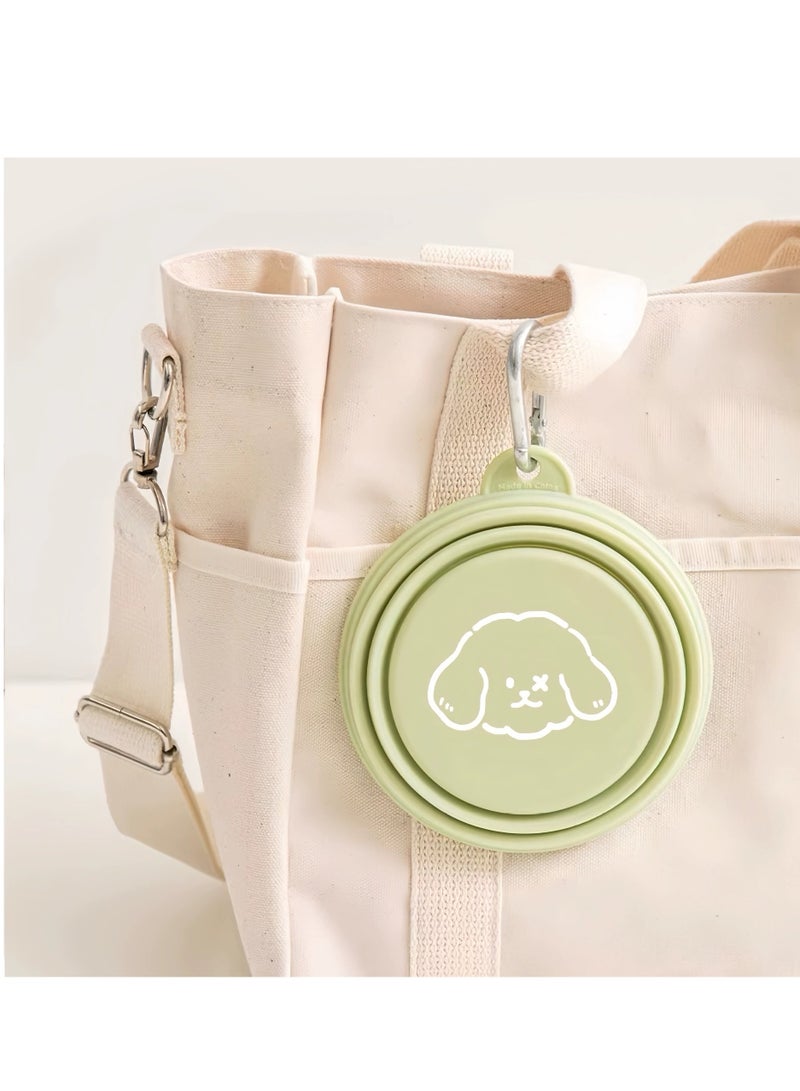 وعاء قابل للطي للحيوانات الأليفة مع أغطية، وعاء ماء محمول قابل للطي للقطط والكلاب بسعة 650 مل للمشي والتنزه والتخييم والسفر - تصميم لطيف وملون - Image 2