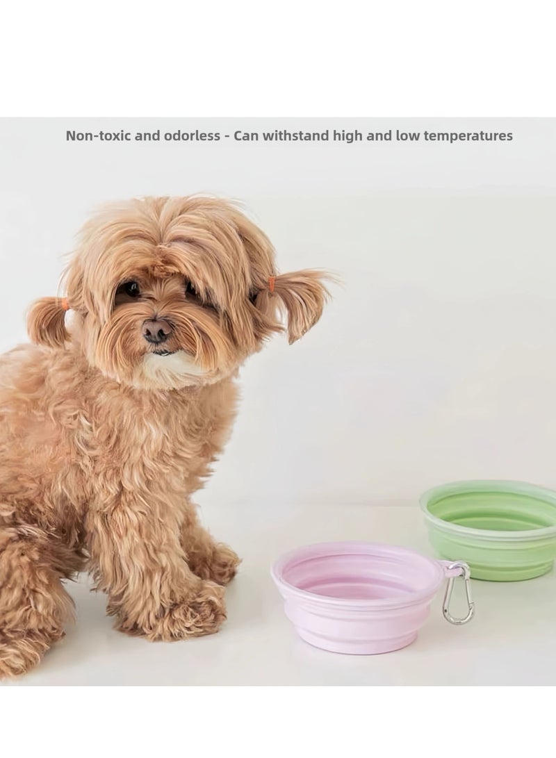 وعاء قابل للطي للحيوانات الأليفة مع أغطية، وعاء ماء محمول قابل للطي للقطط والكلاب بسعة 650 مل للمشي والتنزه والتخييم والسفر - تصميم لطيف وملون - Image 5