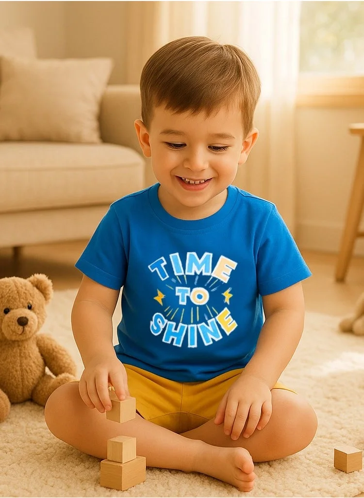 victor and jane KIDS BOYS 2 PC SET - T-Shirt & Shorts Set (2-8 Years) - Blue & Yellow