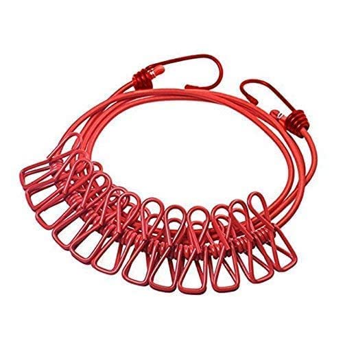 Orrda Outdoor Camping Clothesline Rope Elastic NonSlip Stretch Clothesline with 12Clips Travel Clothesline Hanging Laundry Drying Rope Multicolor - Image 1