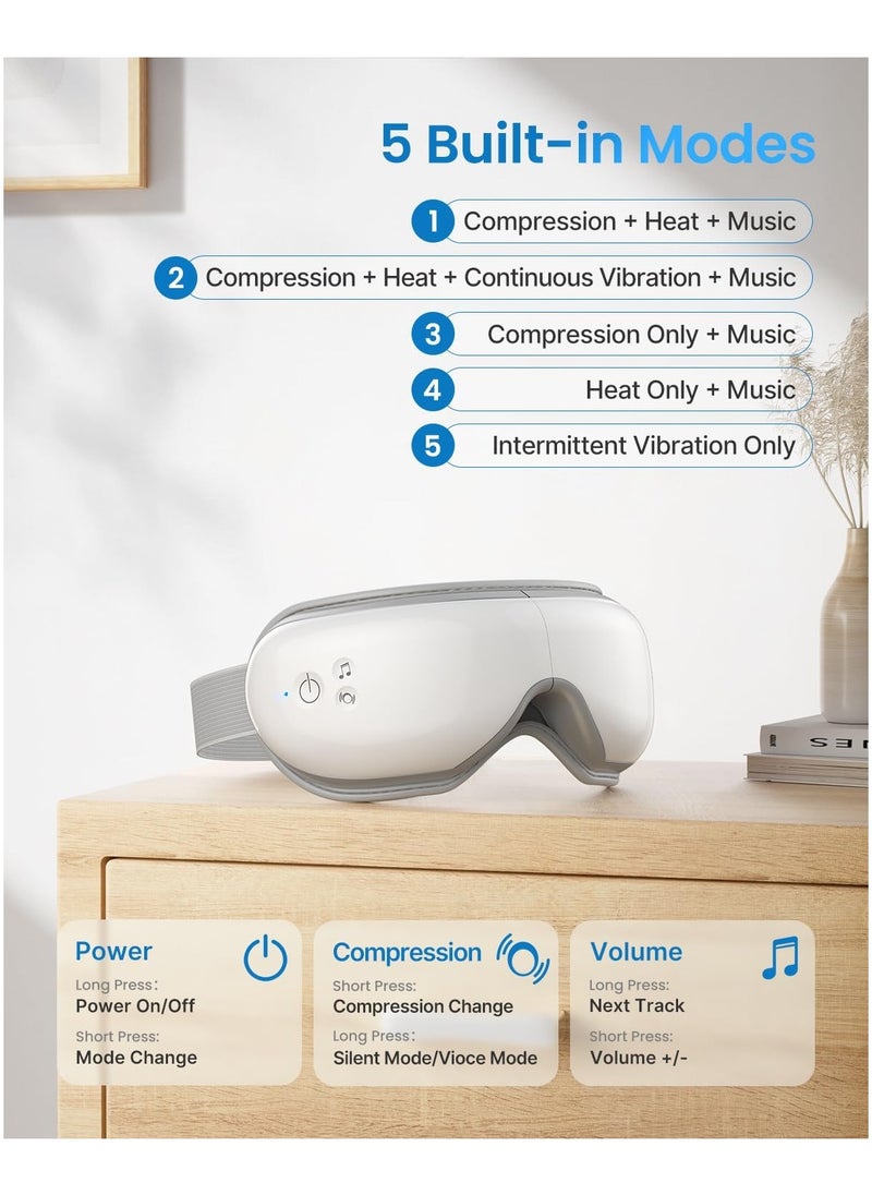 RENPHO - RENPHO Eye Massager with Heat, Air Compression Bluetooth Music Rechargeable Eye Therapy Massager-RF-EM001 - Image 1