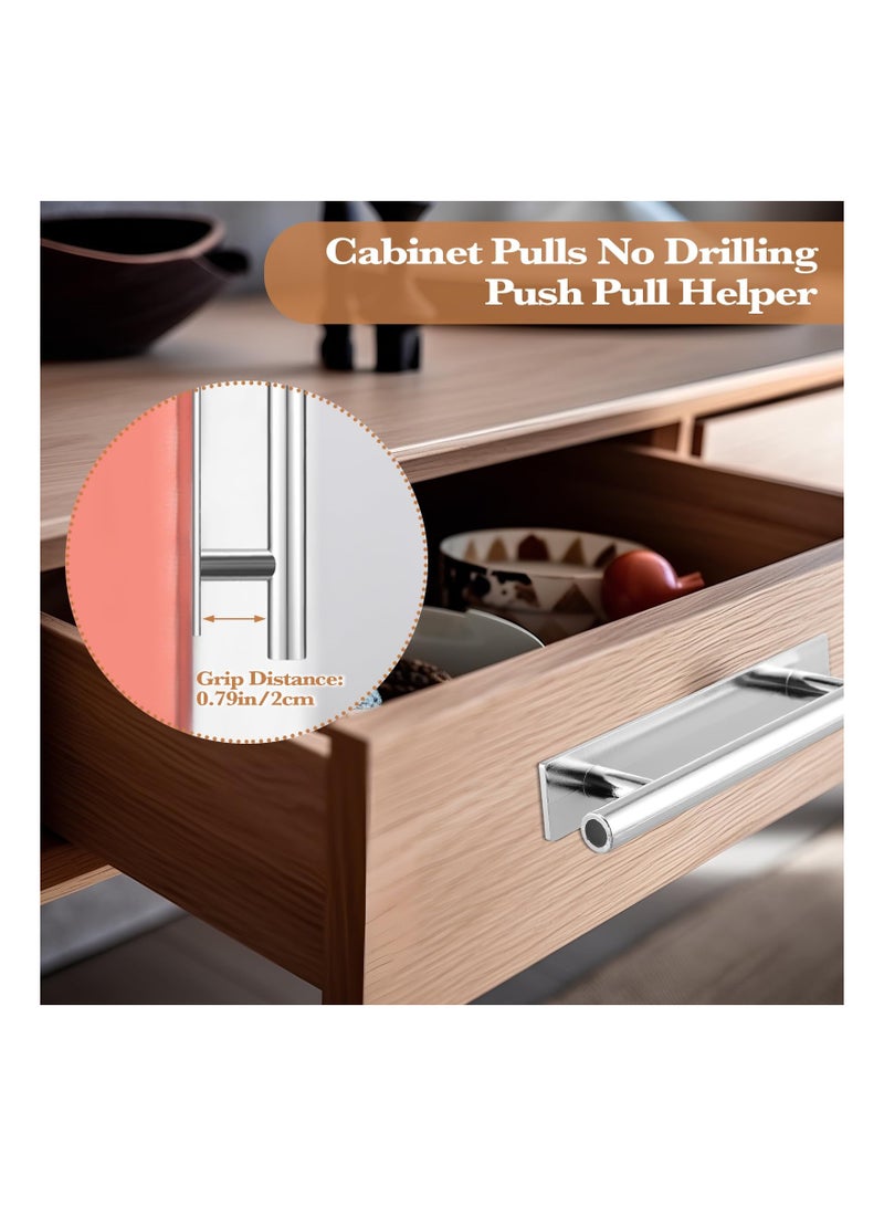 KASTWAVE 20 Pcs Self Stick Drawer Cabinet Handles, Plastic Door Window Pulls Convenient Opening for Kitchen Cabinet Sliding Door Furniture, Curved Cabinet Pulls (Silver)  - Image 2