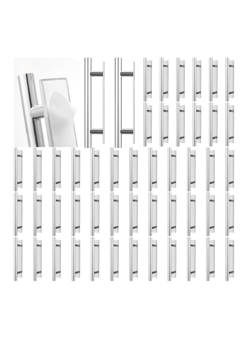KASTWAVE 20 Pcs Self Stick Drawer Cabinet Handles, Plastic Door Window Pulls Convenient Opening for Kitchen Cabinet Sliding Door Furniture, Curved Cabinet Pulls (Silver)  - Image 1