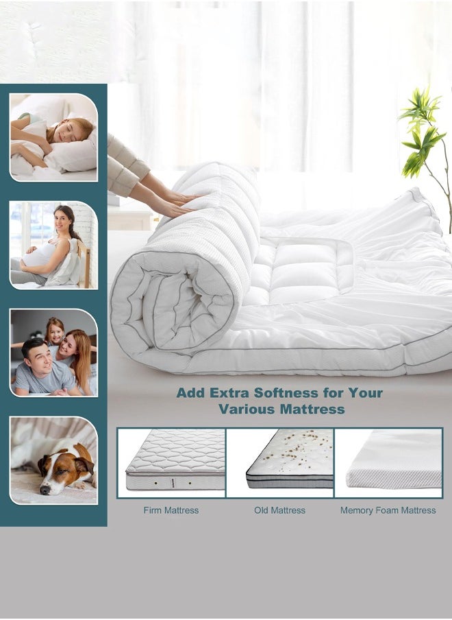Arabest Microfiber King Size Mattress Topper 8 cm With Microfiber Filling and Rubber Corners Edge 200X120cm  - Image 3