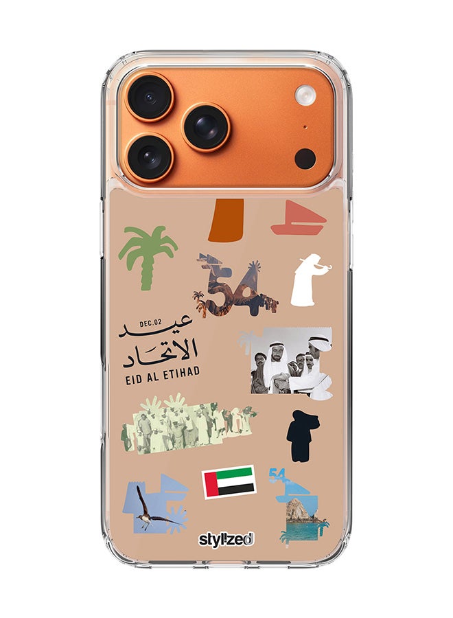 Stylizedd for iPhone 17 Pro Max Case [Compatible with MagSafe] Slim Magnetic cover Clear Phone Case - Eid Al Etihad 54th UAE National Day, Brown - Image 1