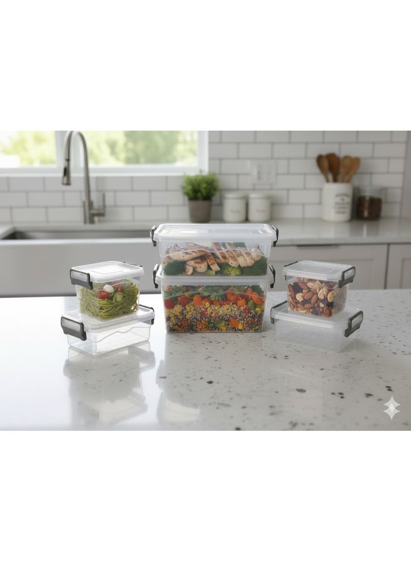 favilla 6-piece airtight plastic storage container set in various sizes for kitchen organization - Code 1590 - Image 3