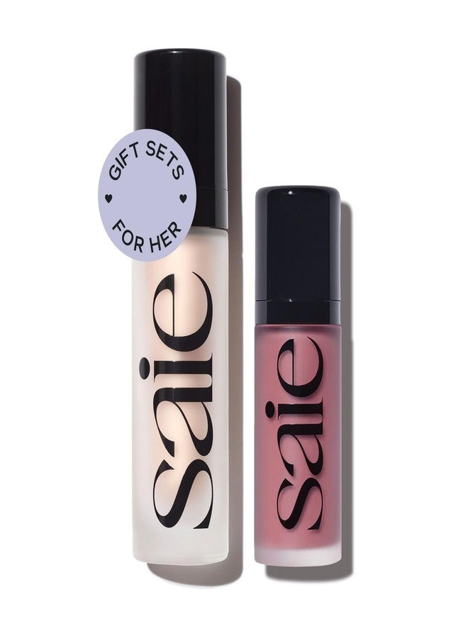 Saie Radiant Glow Duo - Dew Liquid Blush (Chilly, .40 oz) + Glowy Super Gel (Starglow, 1 oz) - Hydrating Cream Blush & Illuminating Primer for a Luminous, Natural Finish - Image 1