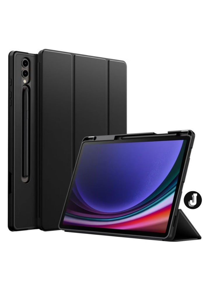 JAJEEK "New Samsung Galaxy Tab S10 Plus 12.4 Inch Case with S Pen Holder – Soft TPU Tri-Fold Stand Protective Cover, Auto Wake/Sleep, S Pen Charging Support, Black" - Image 1