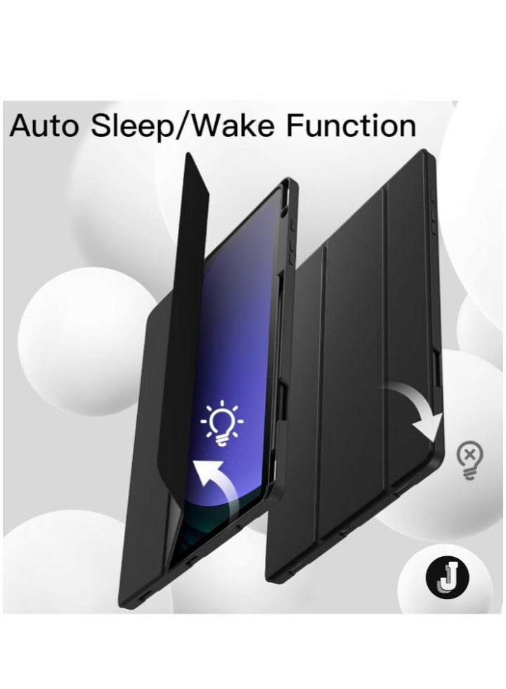 JAJEEK "New Samsung Galaxy Tab S10 Plus 12.4 Inch Case with S Pen Holder – Soft TPU Tri-Fold Stand Protective Cover, Auto Wake/Sleep, S Pen Charging Support, Black" - Image 5