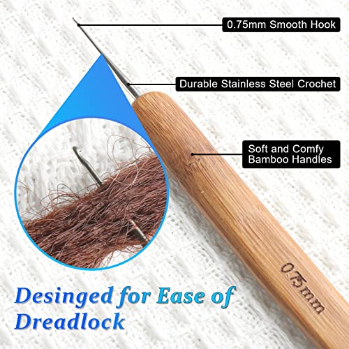 AGBOLO 6PCS Dreadlock Crochet Hooks for Hair, Durable 0.75mm Dreadlock Crochet Needle with Interlocking Tool for Locs, Excellent for Maintaining Real Dread Loc - Image 4
