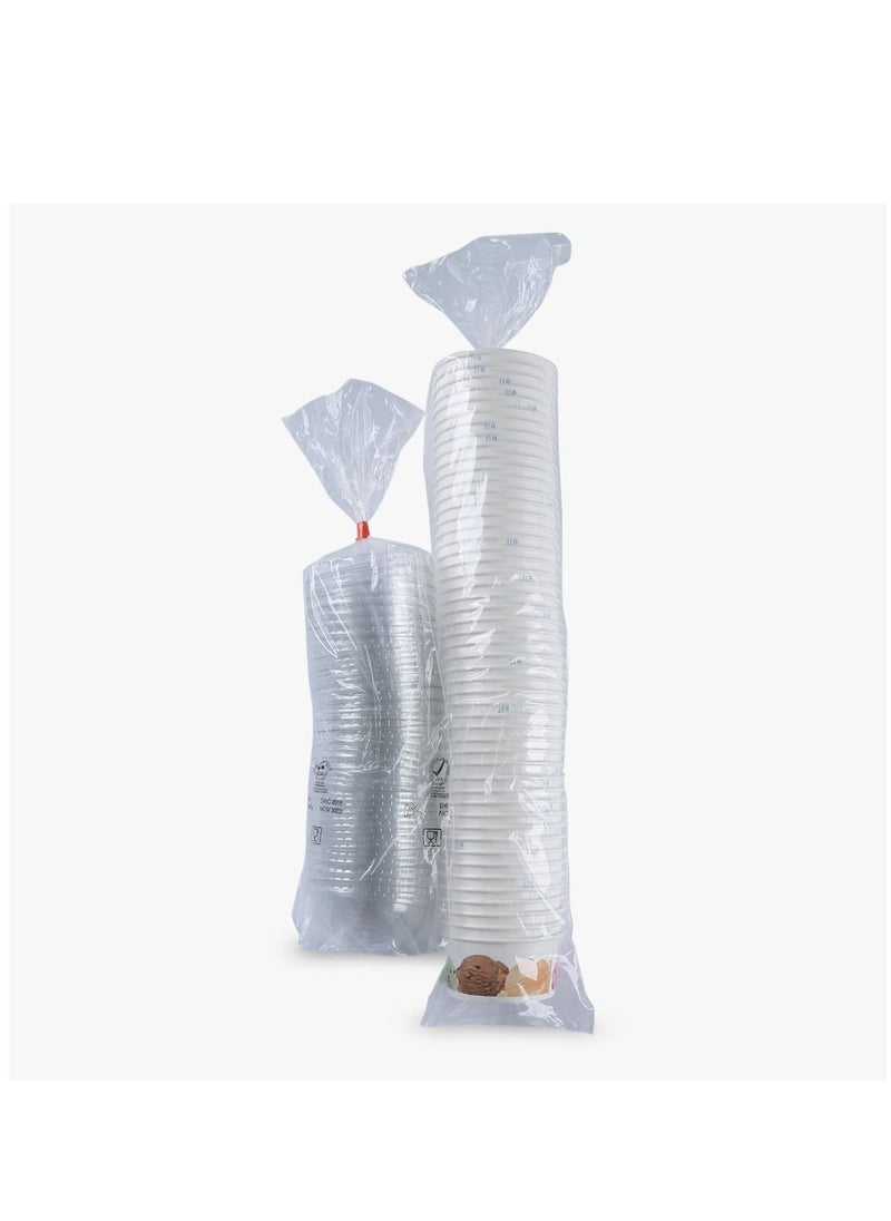 Generic - Disposable White with Design  Ice Cream Paper Cups 6 OZ With Lid - Image 1