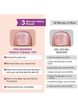 216 Pcs Press on Toenails - Short Glossy White French Tip Fake Toenails - White French Tip Toe Nails Press ons - Press-On Designs for Women Artificial Toenail Nails - view 3