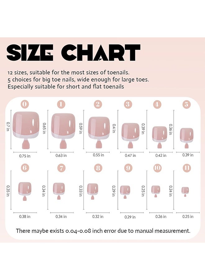 جي دي 216 قطعة من أظافر القدم اللاصقة - أظافر قدم صناعية قصيرة لامعة بيضاء ذات أطراف فرنسية - أظافر قدم بيضاء لاصقة ذات أطراف فرنسية - تصاميم لاصقة لأظافر القدم الاصطناعية للنساء - Image 2