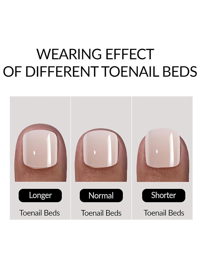 جي دي 216 قطعة من أظافر القدم اللاصقة - أظافر قدم صناعية قصيرة لامعة بيضاء ذات أطراف فرنسية - أظافر قدم بيضاء لاصقة ذات أطراف فرنسية - تصاميم لاصقة لأظافر القدم الاصطناعية للنساء - Image 5