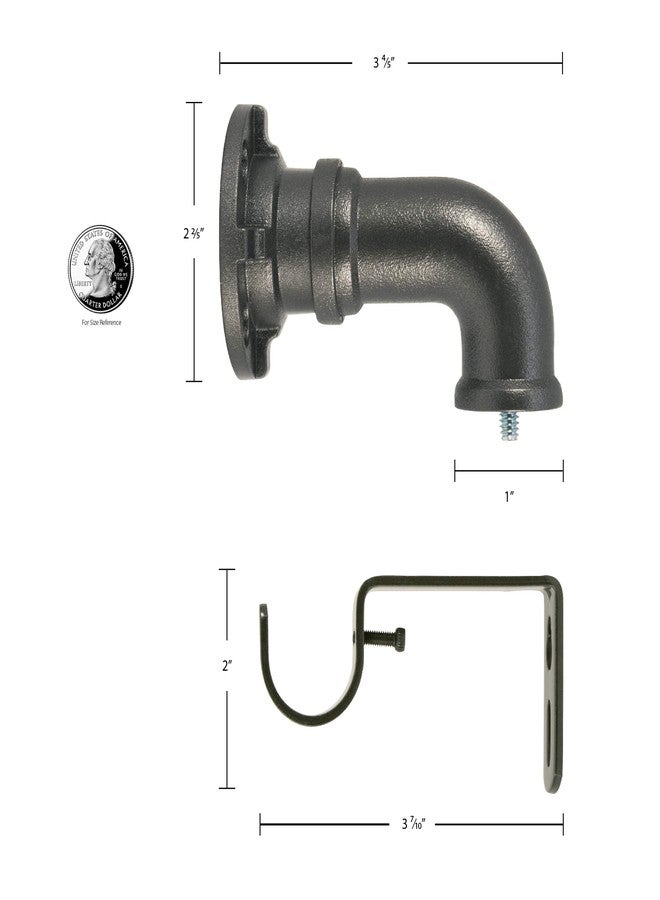 Decopolitan Industrial Wrap Around Telescoping Curtain Rod Set, 18-36", Black - Image 5