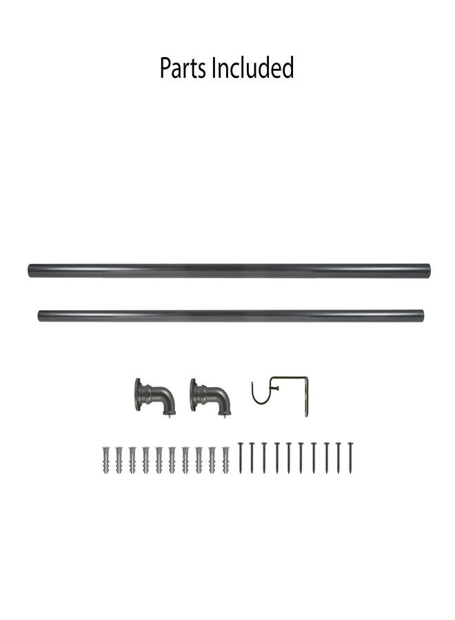 Decopolitan Industrial Wrap Around Telescoping Curtain Rod Set, 18-36", Black - Image 4