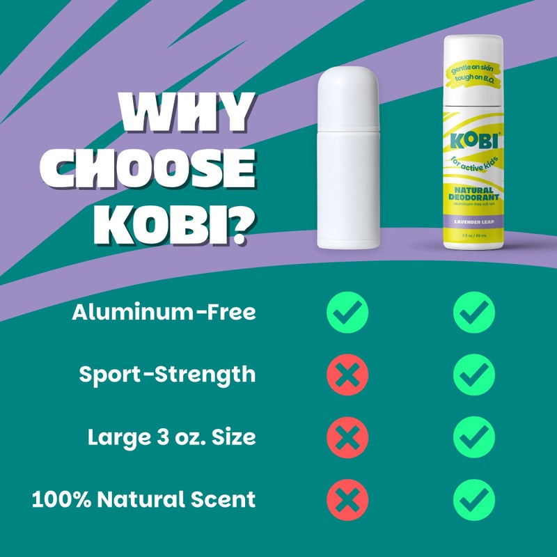 Kobi Deodorant for Active Kids, Teens, Girls, Boys - Natural, Aluminum-Free, Sport Strength - Lavender Leap - Image 3