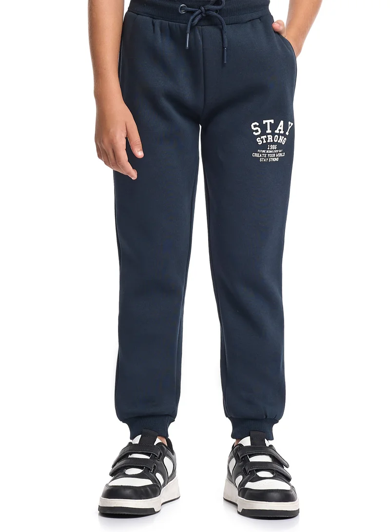 victor and jane Boys’ Casual Winter Set – Navy Stay Strong Graphic Top &amp; Bottom