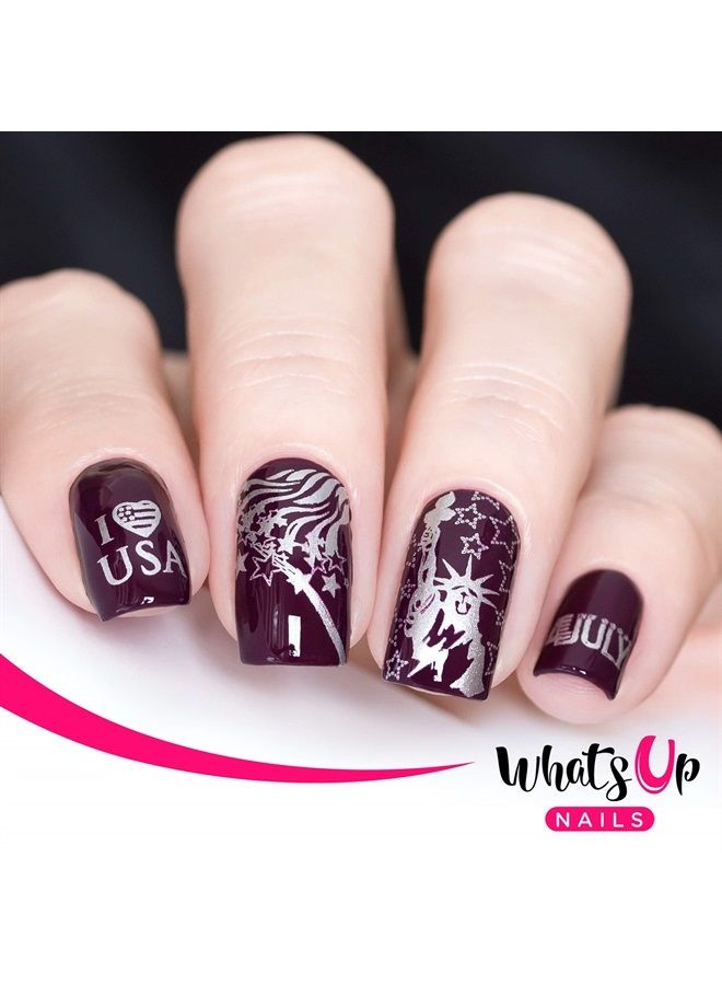 Whats Up Nails America USA Stamping Plates 2 pack (B043, B066) for Nail Art Design - Image 4