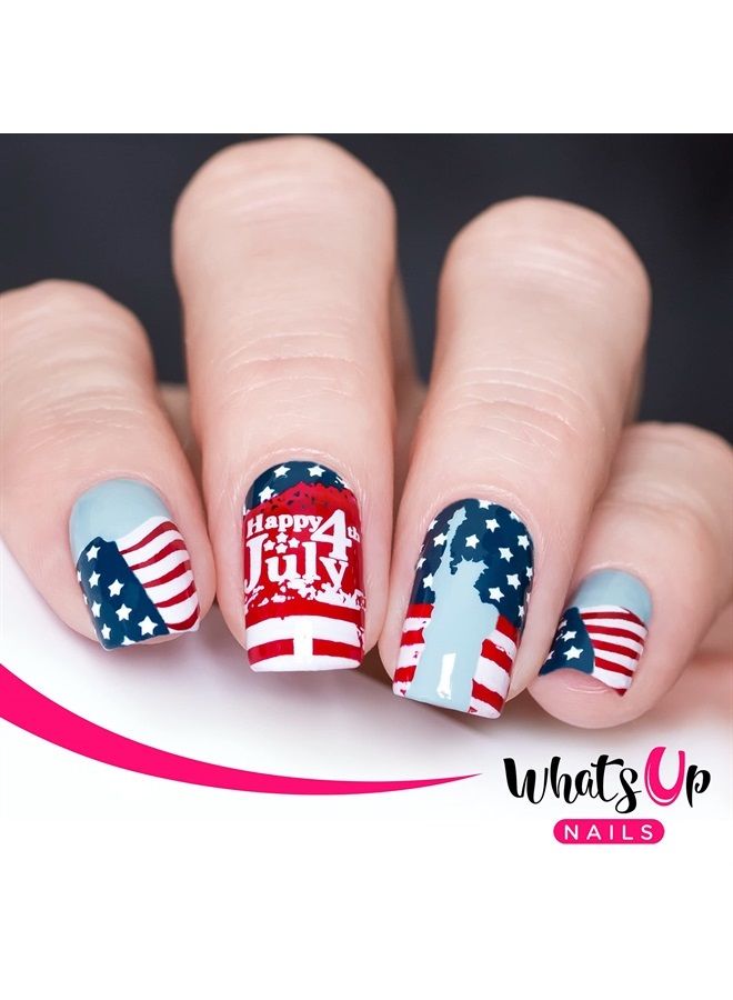 Whats Up Nails America USA Stamping Plates 2 pack (B043, B066) for Nail Art Design - Image 5