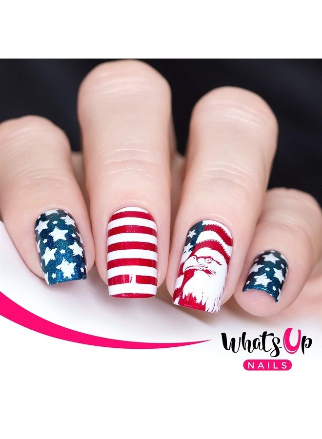 Whats Up Nails America USA Stamping Plates 2 pack (B043, B066) for Nail Art Design - Image 2