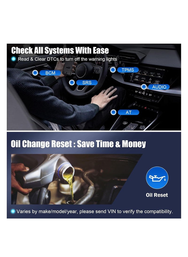 إسكدنيا أداة تشخيص الماسح الضوئي AD20 Pro اللاسلكية OBD2 من Advancer - متوافقة مع iPhone وAndroid - قارئ أكواد السيارة المحسن - فحص جميع الأنظمة، وإعادة ضبط الزيت، وإيقاف تشغيل CEL، واختبار الأداء والجهد - Image 3