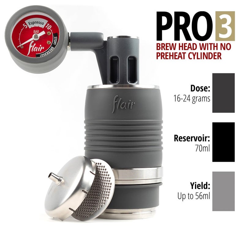 Flair UPDATED PRO 3 (White) - All manual lever espresso maker with a stainless steel brew head, pressure gauge, shot mirror and a small size - Image 2