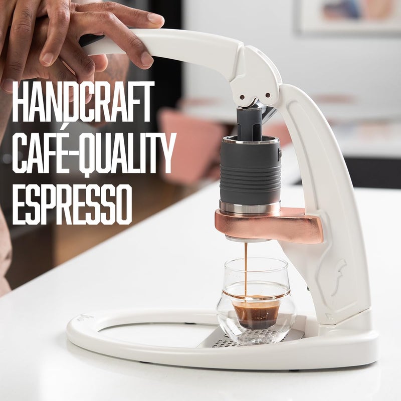 Flair UPDATED PRO 3 (White) - All manual lever espresso maker with a stainless steel brew head, pressure gauge, shot mirror and a small size - Image 4