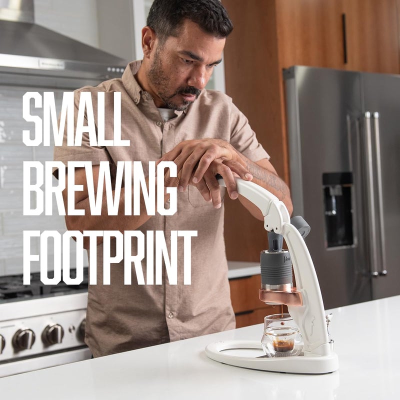 Flair UPDATED PRO 3 (White) - All manual lever espresso maker with a stainless steel brew head, pressure gauge, shot mirror and a small size - Image 5