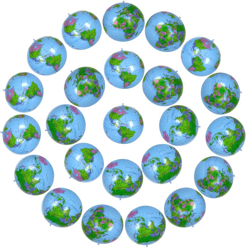 Coopay 24 Pack Inflatable Globe PVC World Globe Inflatable Earth Beach Ball Swimming Pool Ball Birthday Beach Party Decoration Summer Water Games Gifts for Beach Playing or Teaching - Image 2