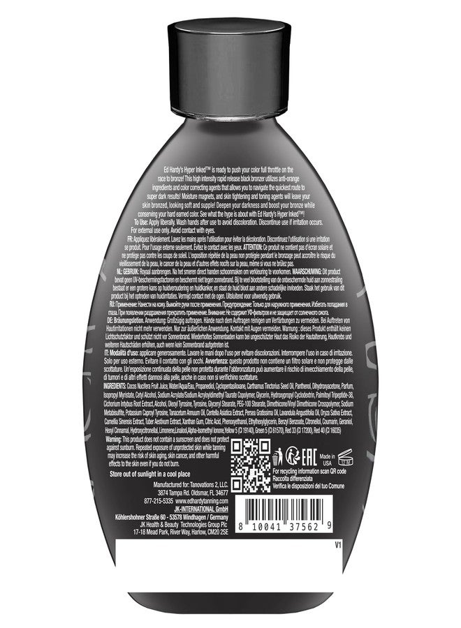 Ed Hardy Tanning Hyper Inked - High Intensity Color Correcting Skin Firming Anti-Aging Black Bronzer Dark Tanning Lotion - Image 2