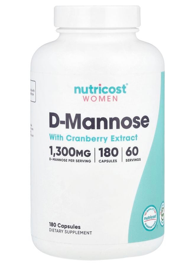 Nutricost Women DMannose with Cranberry Extract 180 Capsules