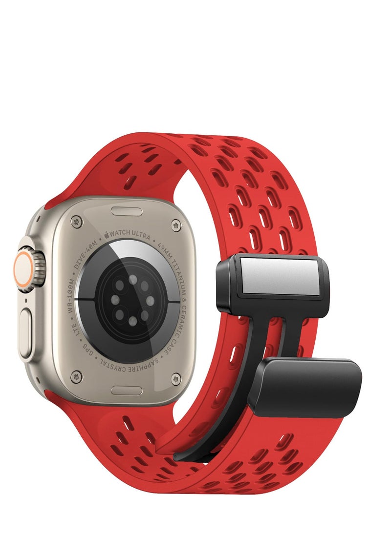 Generic - Bands Magnetic silicon  for Apple Watch Band 41mm 40mm 38mm, for Women Men, Soft Silicone Magnetic Buckle Breathable Sport Watch Strap for iWatch Series SE 8 7 6 5 4 3 2 1 - Image 1