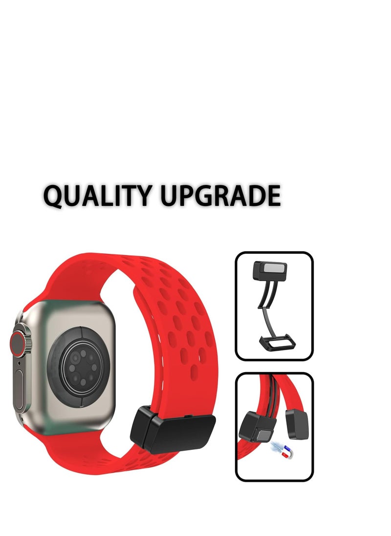 Generic - Bands Magnetic silicon  for Apple Watch Band 41mm 40mm 38mm, for Women Men, Soft Silicone Magnetic Buckle Breathable Sport Watch Strap for iWatch Series SE 8 7 6 5 4 3 2 1 - Image 1