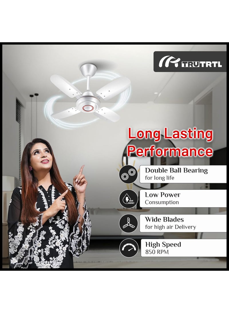 truTRTL truTRTL Wave Ceiling Fan 600 mm 24 inch HighSpeed Ceiling Fan for Home 2 Year Warranty Energy Saving Ceiling Fan Durable Stylish White  - Image 3