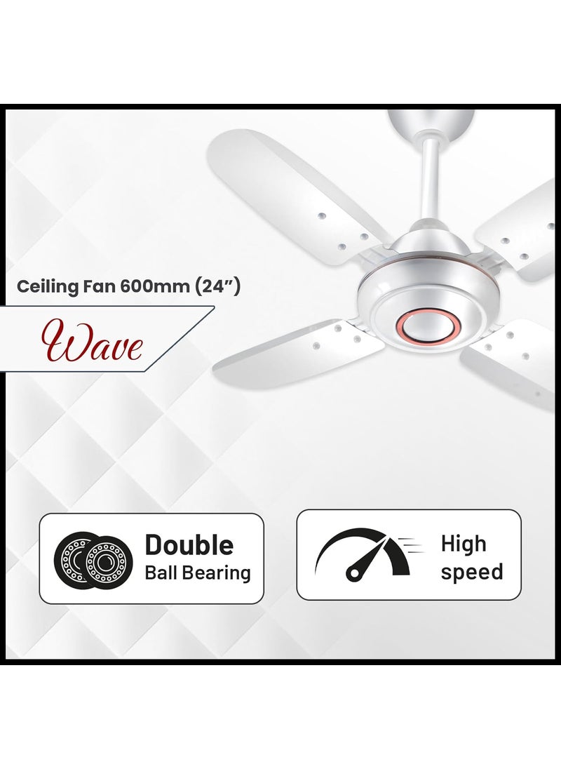 truTRTL truTRTL Wave Ceiling Fan 600 mm 24 inch HighSpeed Ceiling Fan for Home 2 Year Warranty Energy Saving Ceiling Fan Durable Stylish White  - Image 2