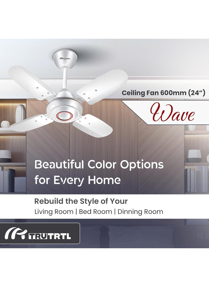 truTRTL truTRTL Wave Ceiling Fan 600 mm 24 inch HighSpeed Ceiling Fan for Home 2 Year Warranty Energy Saving Ceiling Fan Durable Stylish White  - Image 5