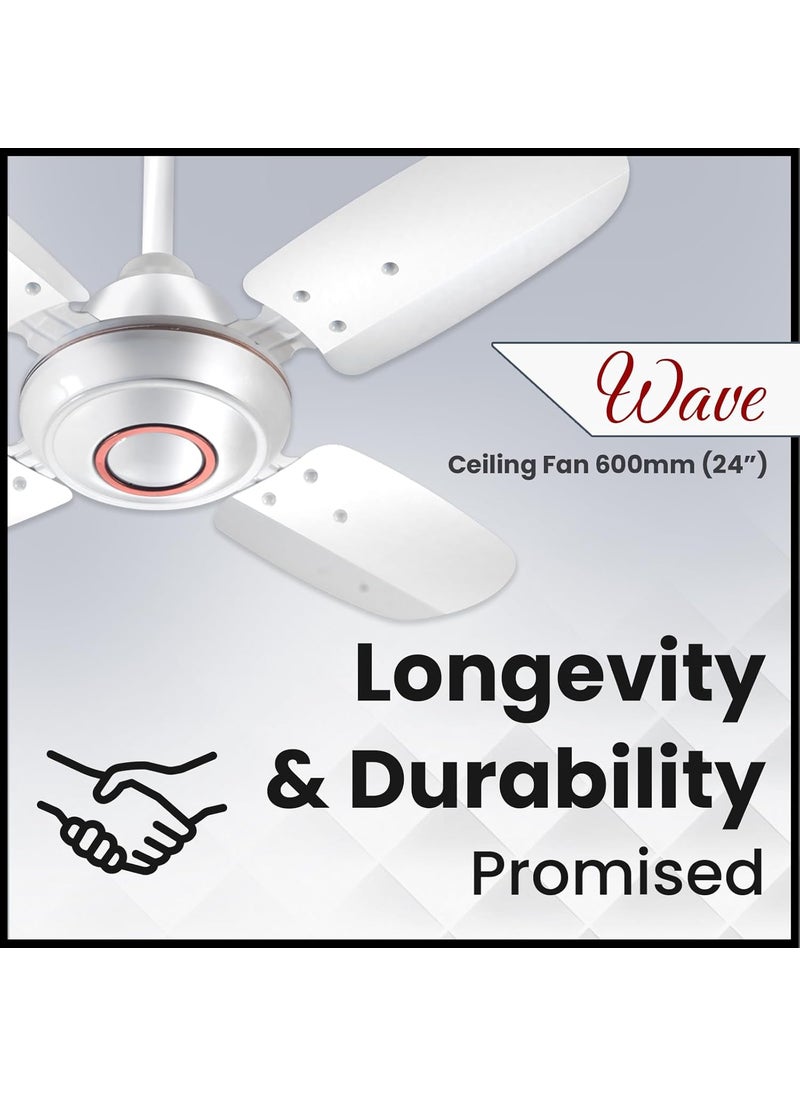 truTRTL truTRTL Wave Ceiling Fan 600 mm 24 inch HighSpeed Ceiling Fan for Home 2 Year Warranty Energy Saving Ceiling Fan Durable Stylish White  - Image 4